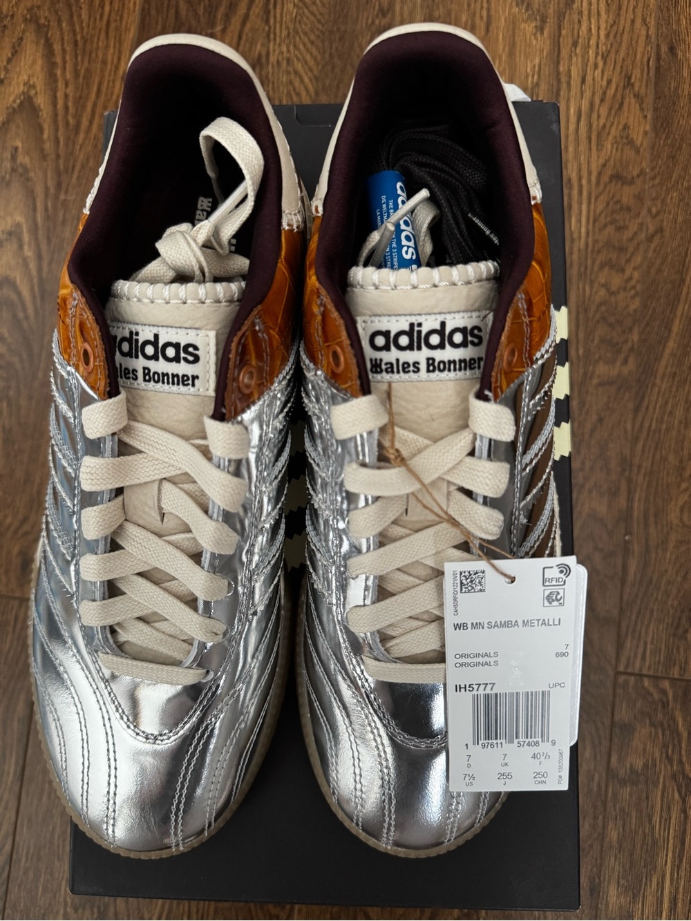 adidas x Wales Bonner MN Samba Metallic sneakers - size 7.5 - Picture 3 of 5